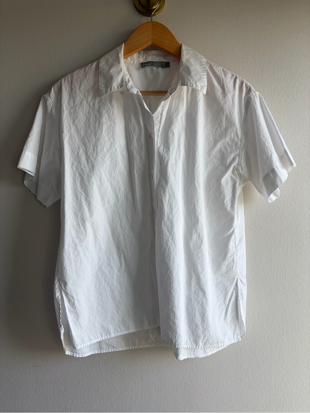 Vince White Short-Sleeve Casual Button-Down Shirt